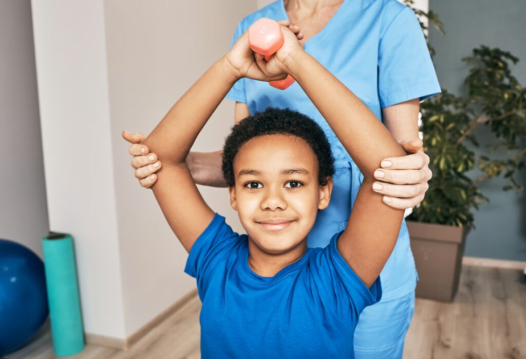 african american boy lifts dumbbells physical the 2025 09 14 16 34 40 utc